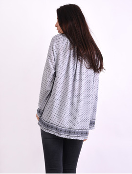 Bluza Dama Larga Cu Dantela La Guler Fresh Gri