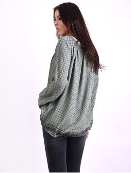 Bluza Dama Larga Cu Dantela La Guler Fresh Kaki