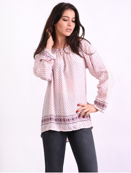 Bluza Dama Larga Cu Dantela La Guler Fresh Roz