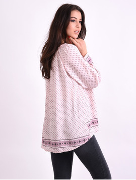 Bluza Dama Larga Cu Dantela La Guler Fresh Roz