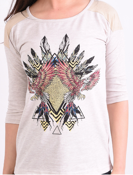 Bluza Dama Cu Imprimeu Pene Weird Bej