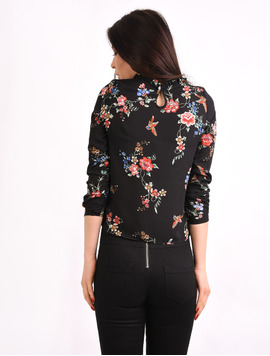 Bluza Dama Din Voal Cu Imprimeu Floral Great Neagra