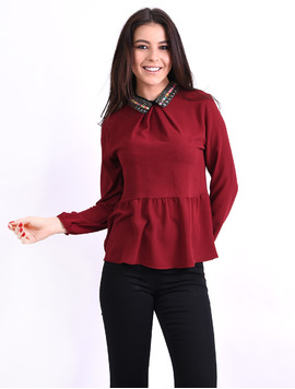 Bluza Dama Din Voal Si Margele Believe Grena