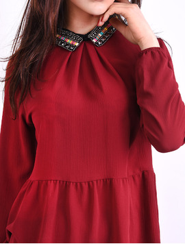Bluza Dama Din Voal Si Margele Believe Grena