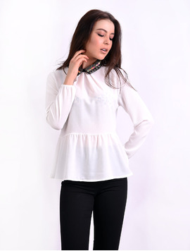 Bluza Dama Din Voal Si Margele Believe Alba