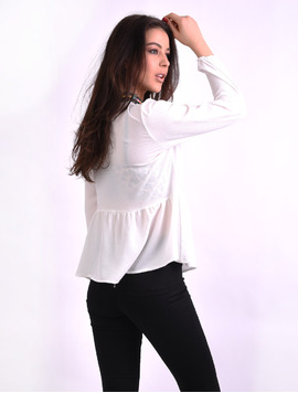 Bluza Dama Din Voal Si Margele Believe Alba