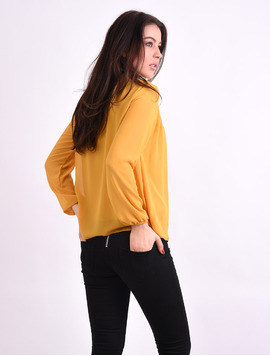 Bluza Dama Din Voal Si Strasuri Remember Mustar