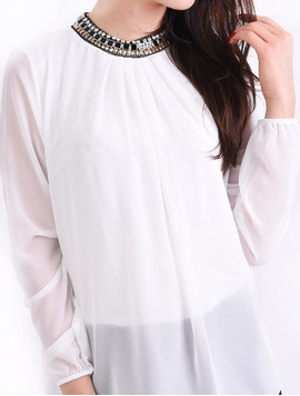 Bluza Dama Din Voal Si Strasuri Remember Alba