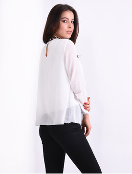 Bluza Dama Din Voal Si Strasuri Remember Alba