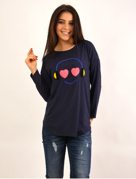 Bluza Dama Cu Aplicatii Decorative Connect Bleumarin