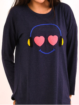 Bluza Dama Cu Aplicatii Decorative Connect Bleumarin