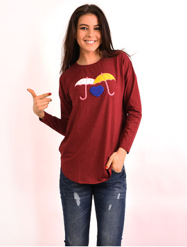 Bluza Dama Cu Aplicatii Decorative Connect Grena