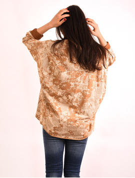 Bluza Dama Larga Cu Imprimeu Quality Maro Si Bej