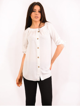 Bluza Dama Cu Nasturi Smile Alba