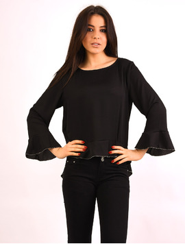 Bluza Dama Cu Volanase Apology Neagra