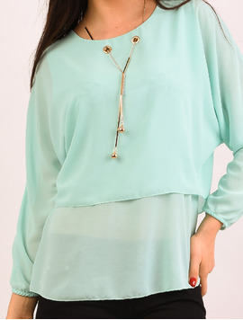 Bluza Dama Din Voal Cu Colier Reason Bleu