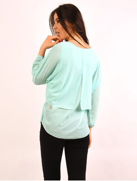 Bluza Dama Din Voal Cu Colier Reason Bleu