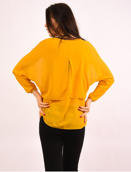 Bluza Dama Din Voal Cu Colier Reason Mustar