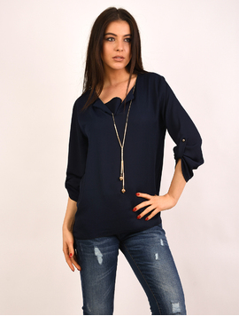 Bluza Dama Cu Colier Moments Bleumarin