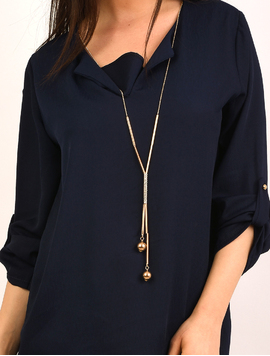 Bluza Dama Cu Colier Moments Bleumarin