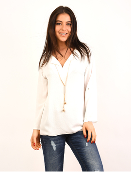 Bluza Dama Cu Colier Moments Alba