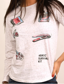 Bluza Dama Cu Imprimeu Survival Kit Gri