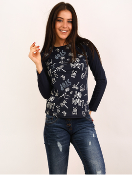 Bluza Dama Cu Imprimeu No Way Bleumarin