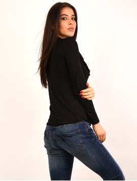 Bluza Dama Cu Volanas In Fata Peace Neagra