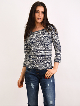 Bluza Dama Cu Elastic La Decolteu Glad Alb Si Negru