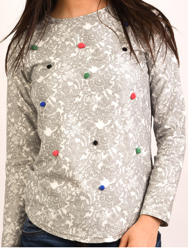 Bluza Dama Cu Bulbi Si Imprimeu Home Gri