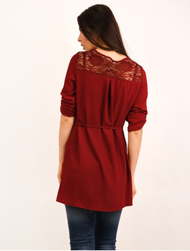 Bluza Dama Din Voal Cu Cordon Relative Grena