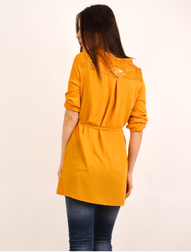 Bluza Dama Din Voal Cu Cordon Relative Mustar
