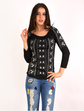 Bluza Dama Cu Imprimeu Floral Opportunity Neagra