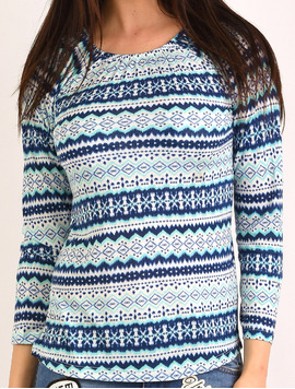 Bluza Dama Cu Model Geometric Opportunity Albastru Si Alb