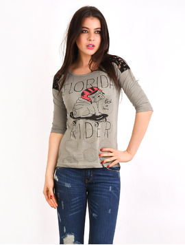 Bluza Dama Cu Imprimeu Florida Beach Kaki