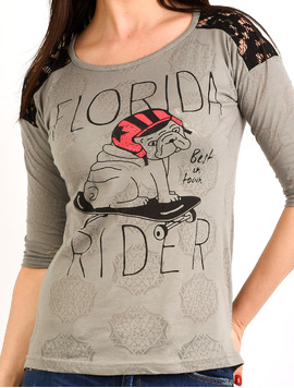 Bluza Dama Cu Imprimeu Florida Beach Kaki