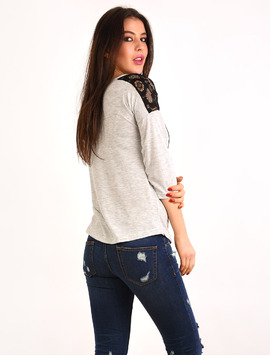 Bluza Dama Cu Imprimeu Pasari Recall Gri