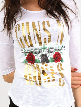 Bluza Dama Cu Imprimeu Guns And Roses Alba