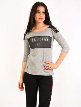 Bluza Dama Cu Imprimeu First Class Gri