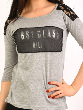 Bluza Dama Cu Imprimeu First Class Gri