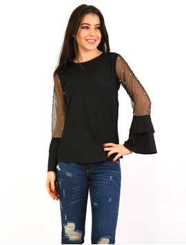Bluza Dama Cu Maneca Din Voal Motion Neagra