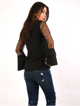 Bluza Dama Cu Maneca Din Voal Motion Neagra