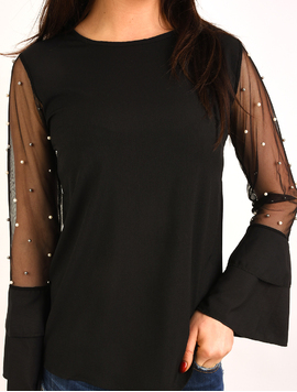 Bluza Dama Cu Maneca Din Voal Motion Neagra