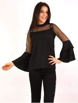 Bluza Dama Cu Maneca Din Voal Mistake Neagra