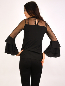Bluza Dama Cu Maneca Din Voal Mistake Neagra
