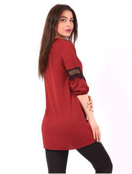 Bluza Dama Lunga Din Voal Ingredient Grena