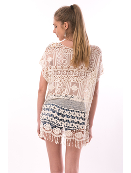 Bluza Dama Lunga Cu Broderie Elegant Wear Crem