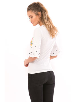 Bluza Dama GangsterGirl Alb Rosu Si Verde