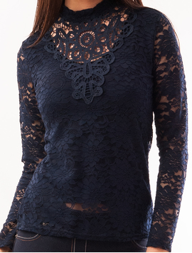 Bluza Dama Din Dantela Rushing Bleumarin