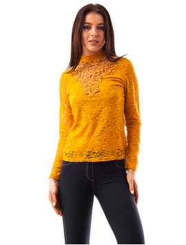 Bluza Dama Din Dantela Rushing Mustar